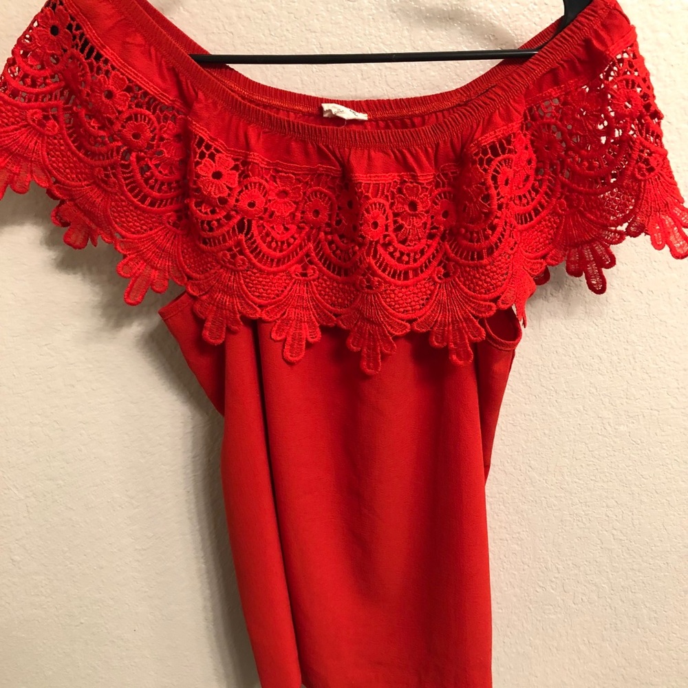 Red off the shoulder top